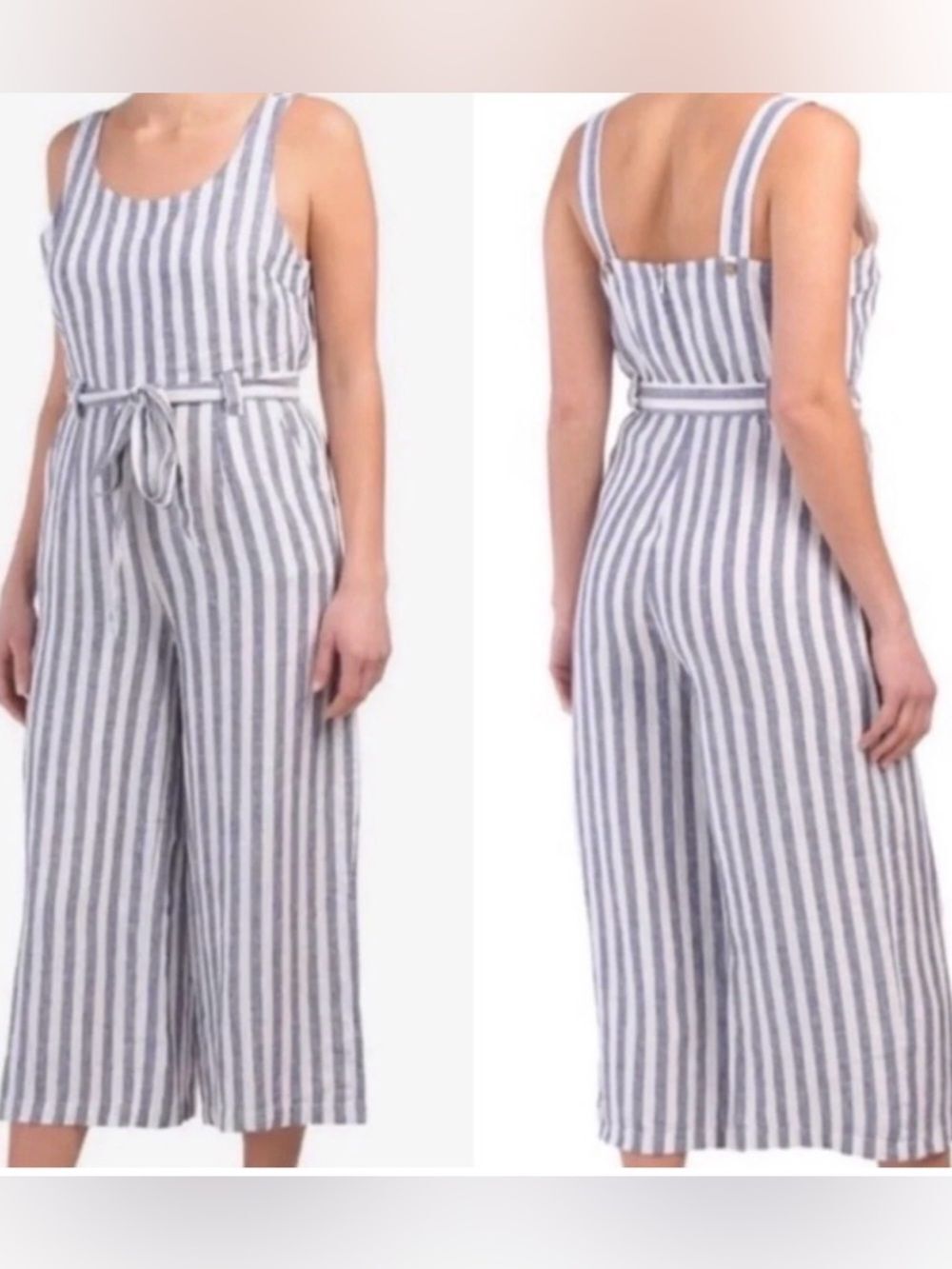 Rachel Zoe Women 100% Linen Blue Stripped Jumpsuit Size Small Size 6